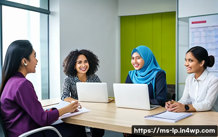 고정관념을 제거하기 위한 피드백 기법 - A diverse group of Malaysian office workers engaged in a collaborative meeting in a modern, well-lit...