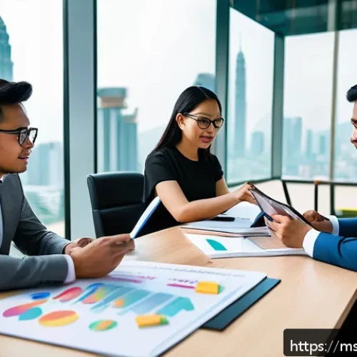 고정관념 없는 표현 개발을 위한 성공 사례 - A vibrant modern Malaysian office environment showcasing a diverse team of professionals engaged in ...